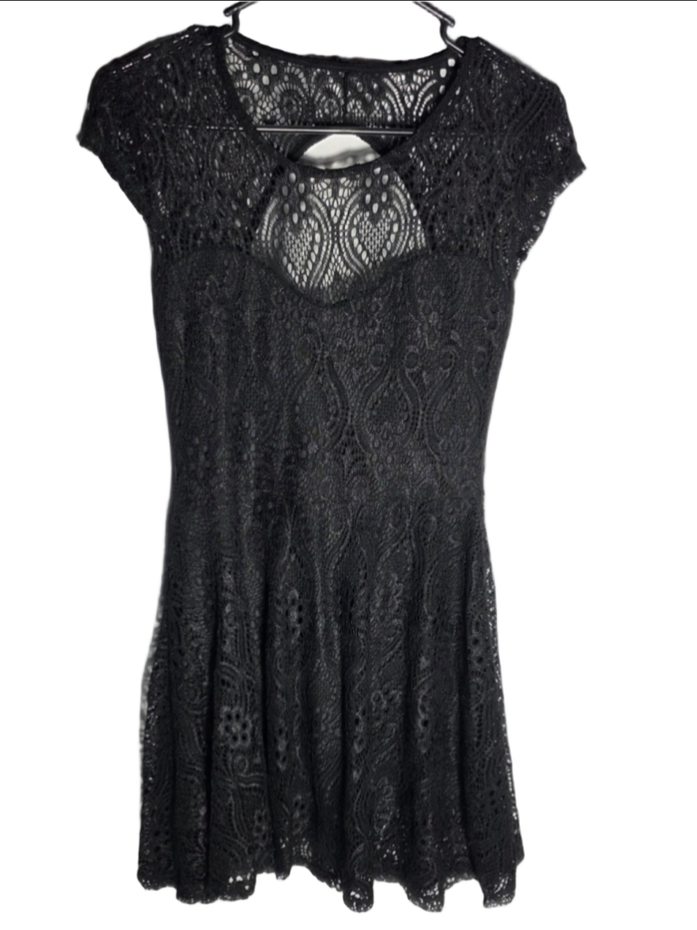 Women's MT Collection Black Lace Mini Dress Size M feminine fancy chic goth